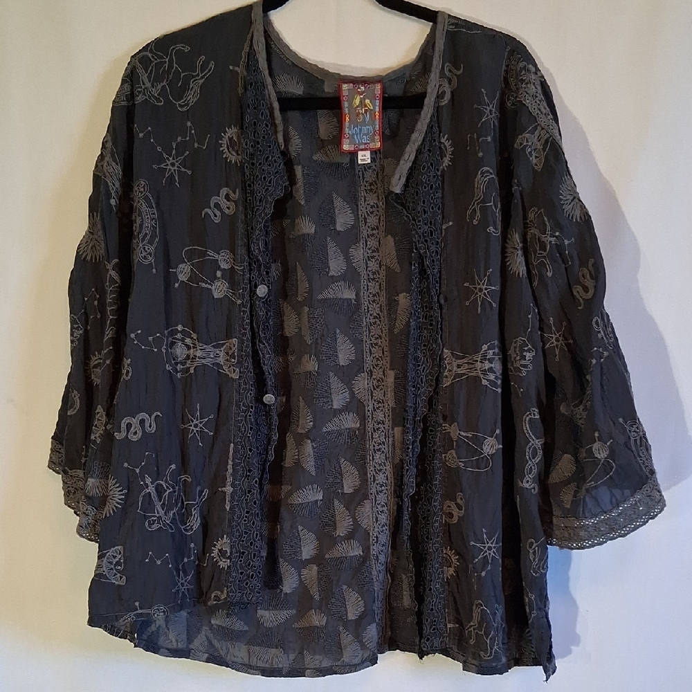 Johnny Was Zodiac Embroidered Women's Top